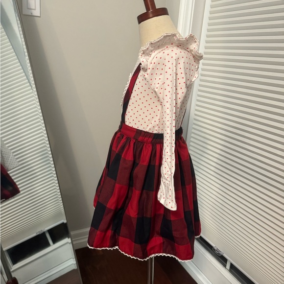 Pippa & Julie | Red & Black Plaid Jumper Dress with Long Sleeve Shirt | Size 4 - Picture 4 of 8